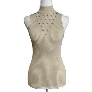 Carmen Marc Valvo shimmer mock neck tank top